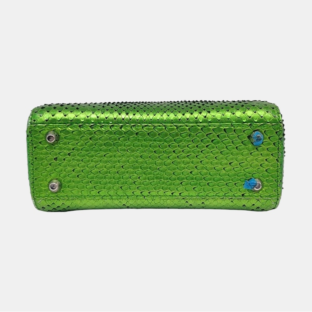 Dior Green Python Leather Mini Lady Dior Top - Handle Bag - Picture 5 of 9